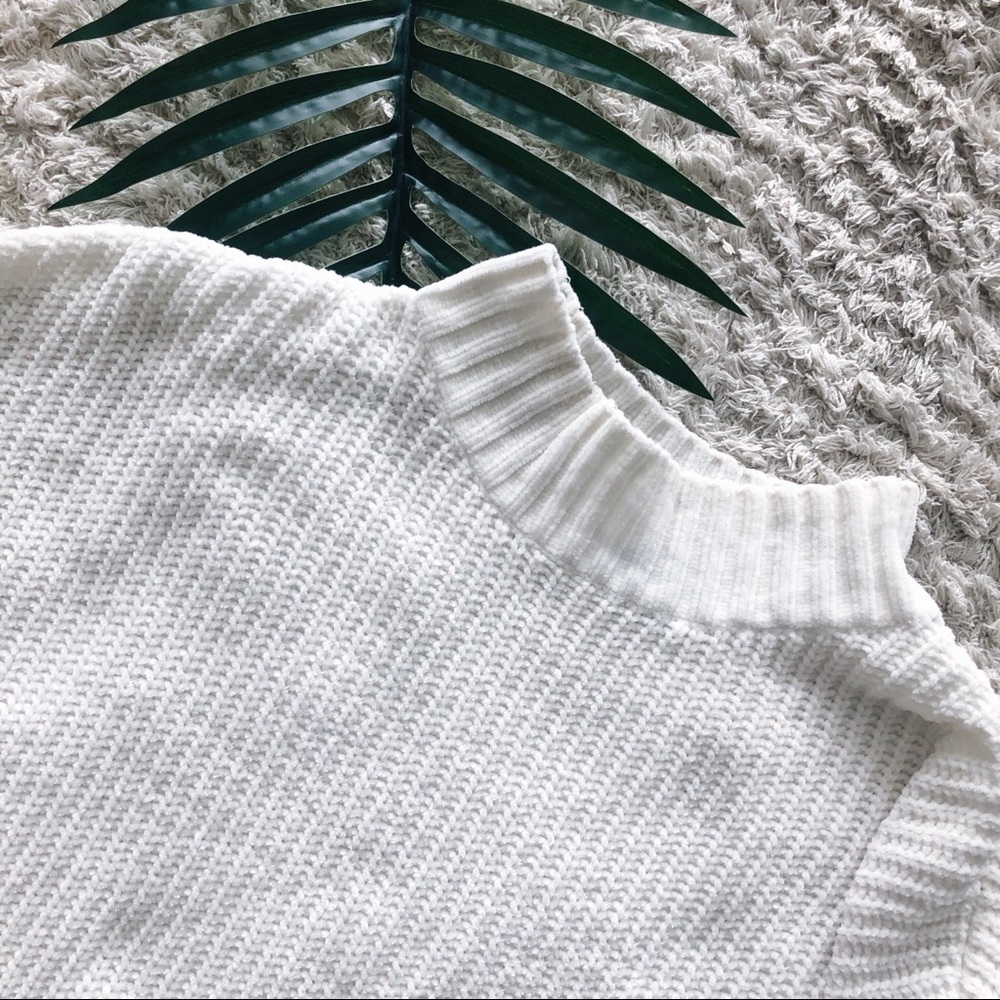 White Mock Turtleneck Sweater